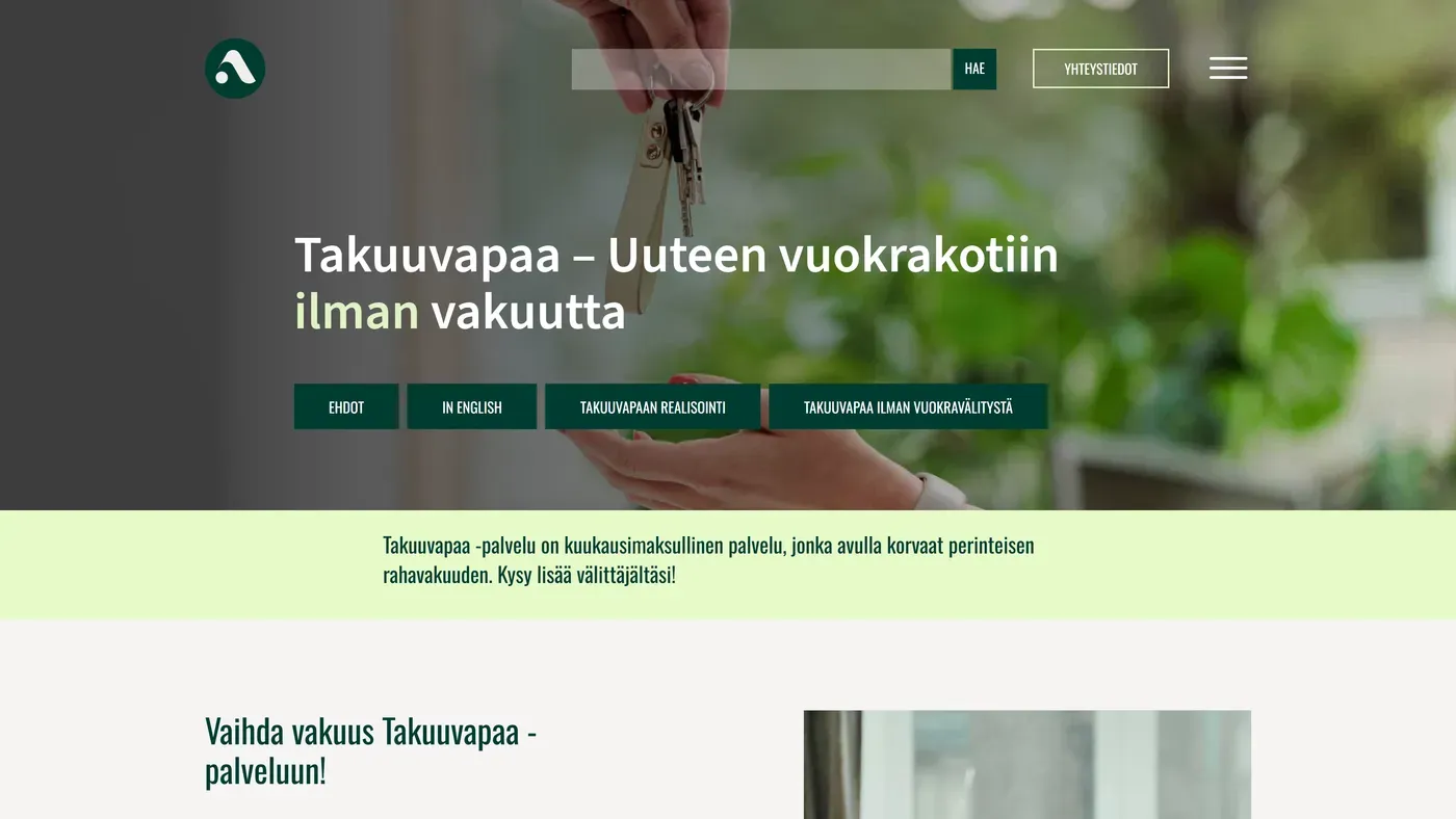 Asuntopehtoori.fi: uusi Takuuvapaa-palvelu omalla sivullaan