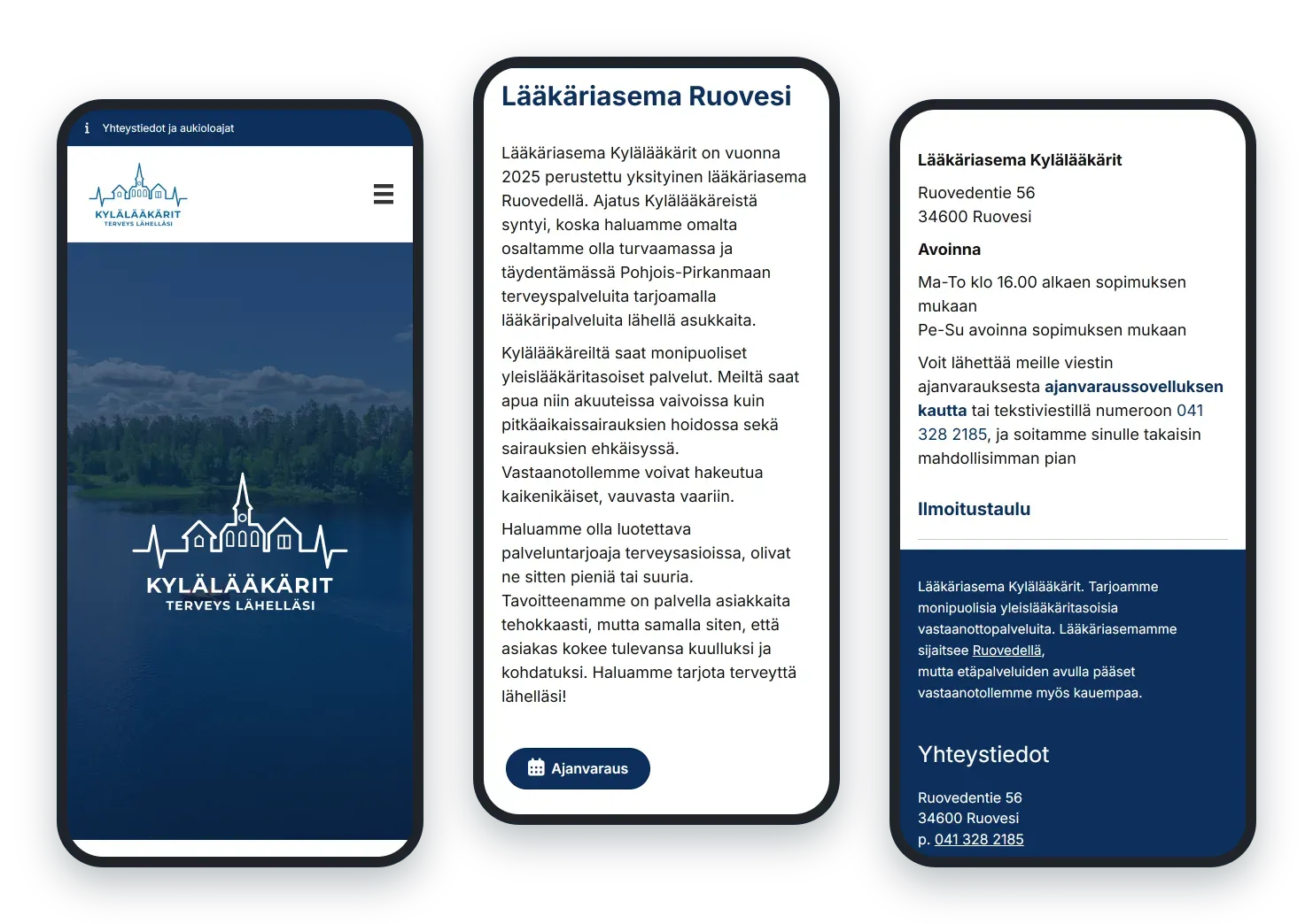Kylalaakarit.fi puhelimella: etusivu, lääkäriaseman esittely ja yhteystiedot