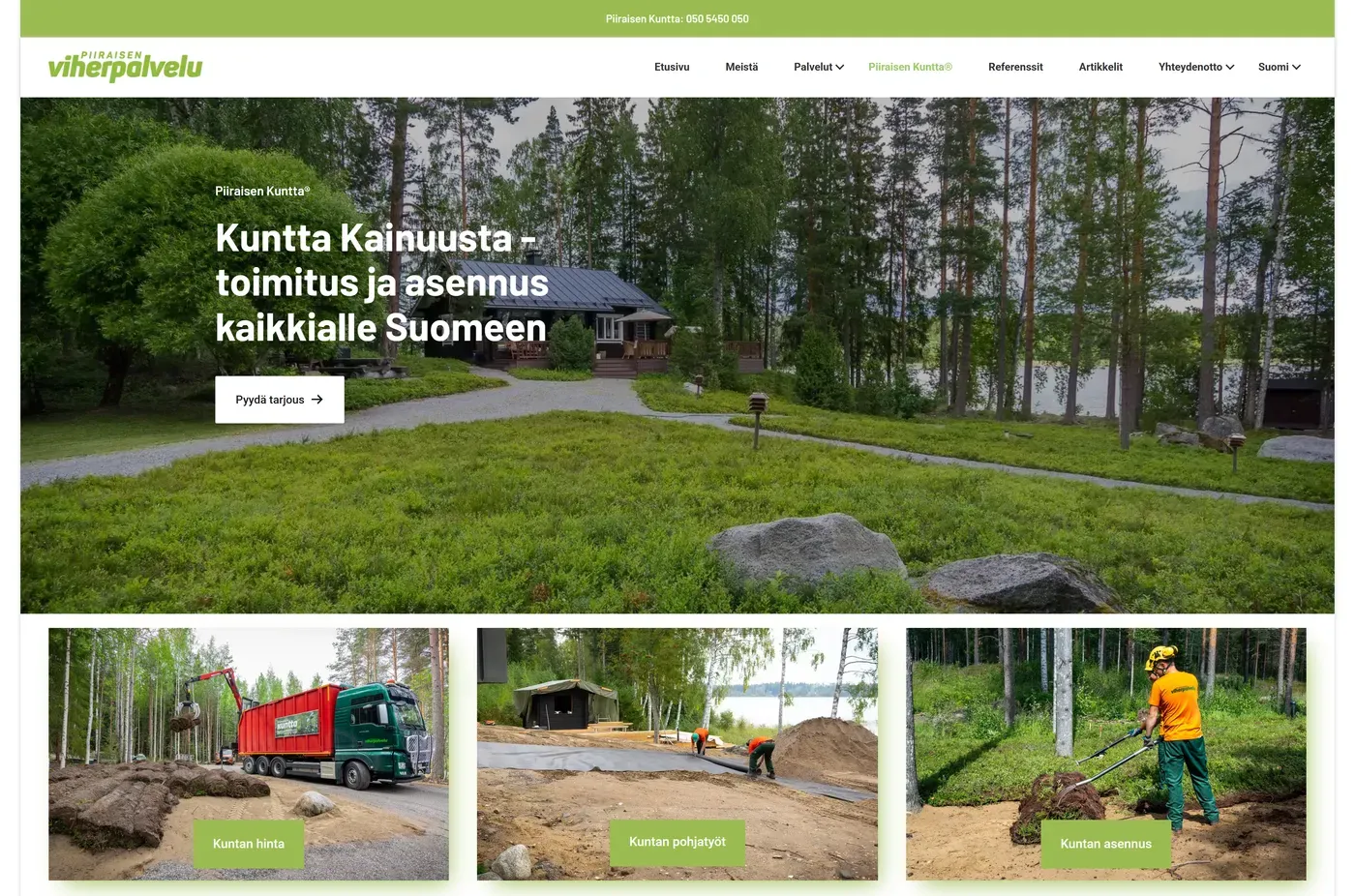 Piiraisenviherpalvelu.fi: Kuntta Kainuusta – toimitus ja asennus kaikkialle Suomeen
