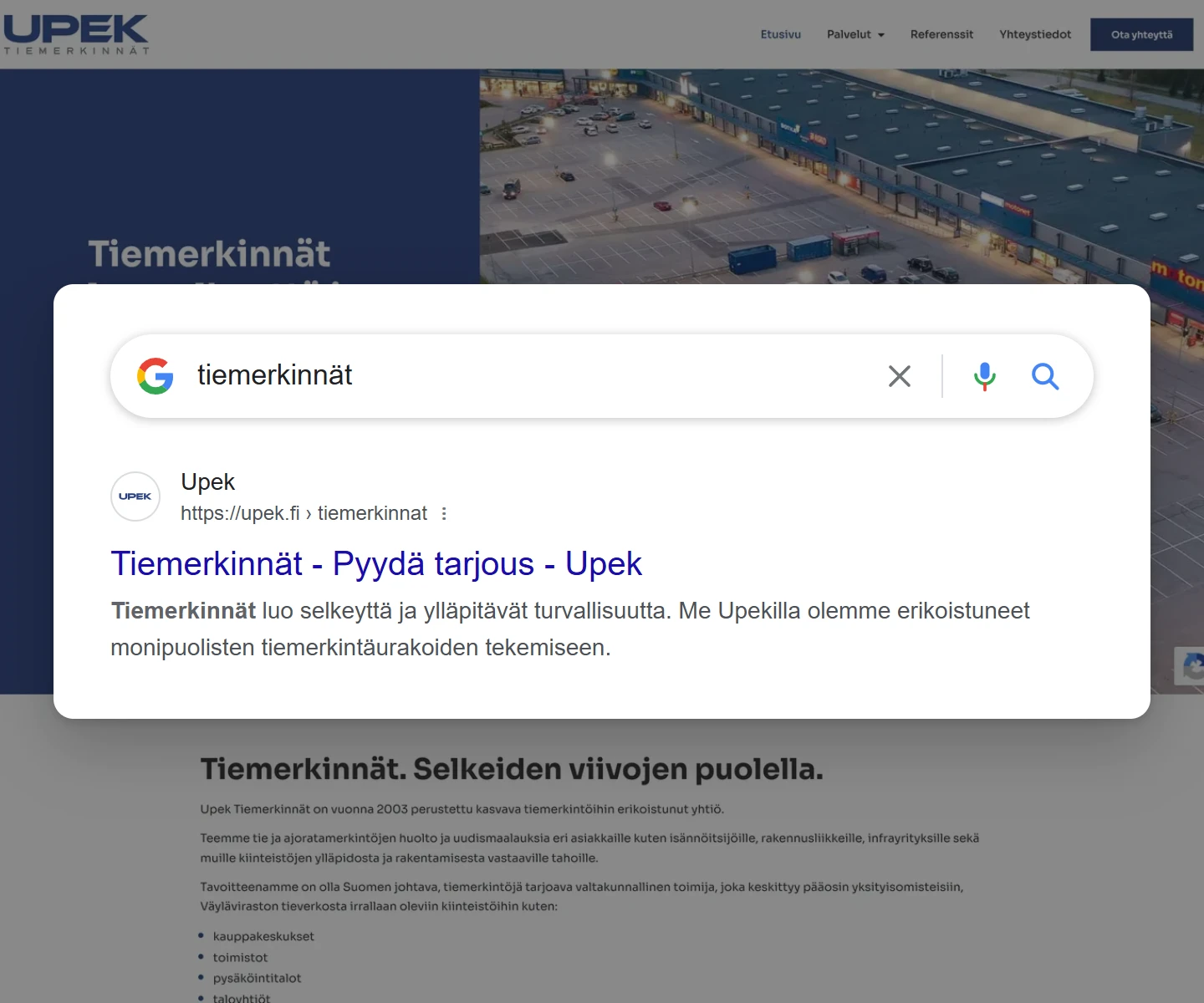 Googlen hakutulos haulla ”tiemerkinnät”: upek.fi